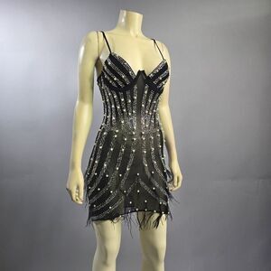 Queen Mania Small Black and Silver Beaded Dress R8